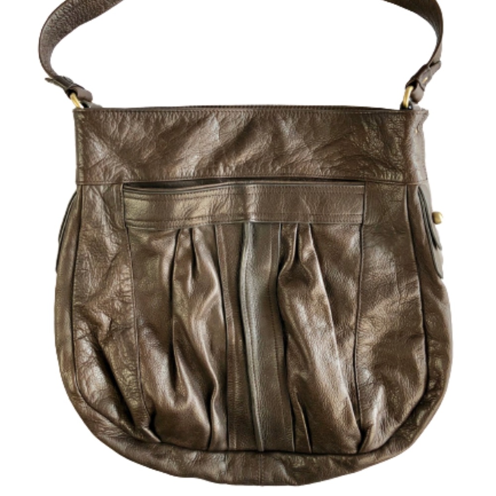 Sabina New York Purse Genuine Brown Leather Tote Carry Bag Hobo Sz Large